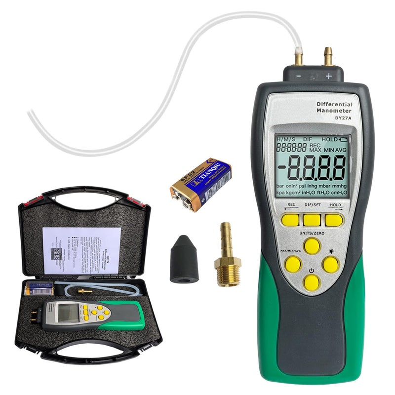 Vanlison Professional-Grade Digital Manometer, ±241.3kPa/35PSI Gas Pressure Tester with Backlit LCD, 11 Units Conversion MAX/MIN/AVG & Data Logging, HVAC/Automotive Diagnostic Tool (Includes Battery) - Image 1